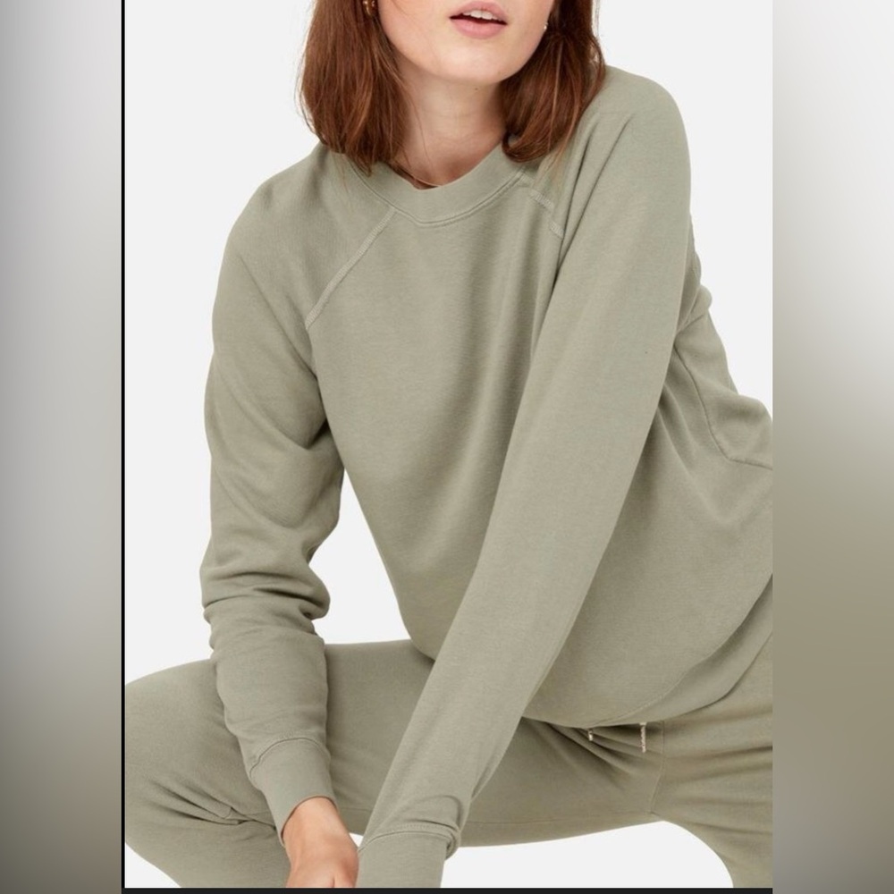 MATE the Label Organic Cotton Fleece Crewneck Sweatshirt Olive Green Size XL